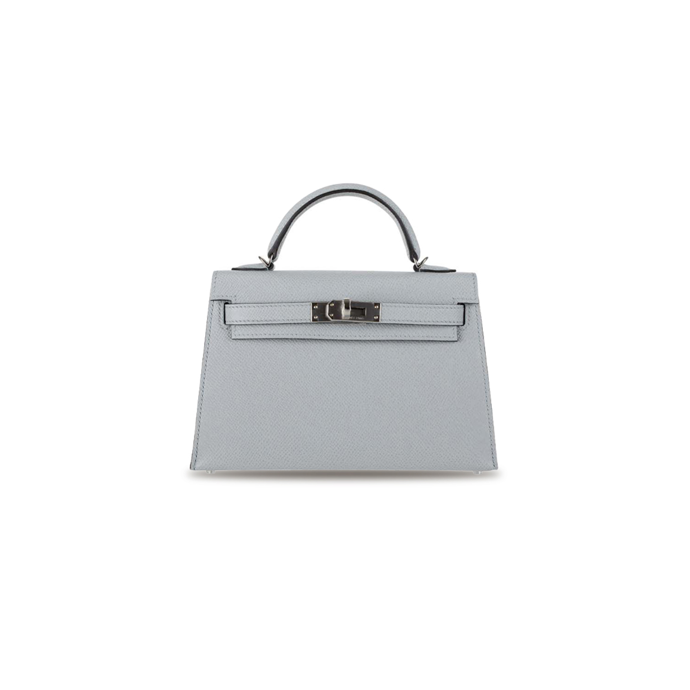 HERMÈS MASTER MINI KELLY II BLUE GLACIER EPSOM LEATHER PALLADIUM HARDWARE (19*12*5.5cm) 